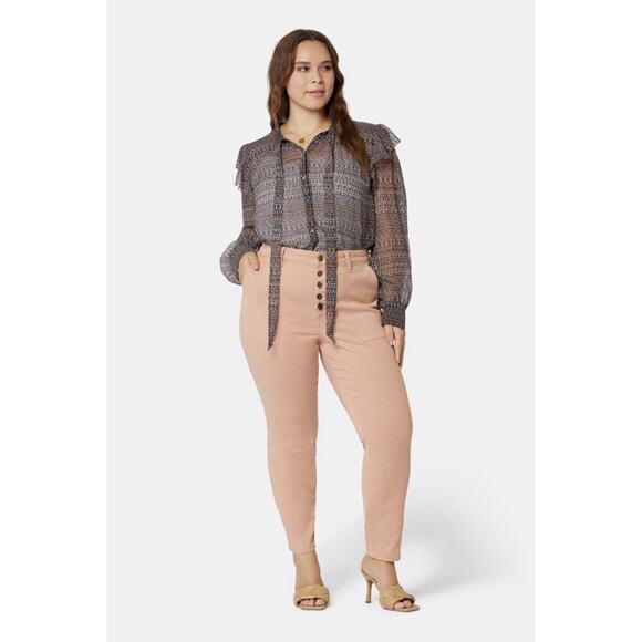 NWT $228 Joie Maxine Park Skinny Pink Denim Jeans Ankle Zip Cotton Blend 18W - Picture 1 of 14